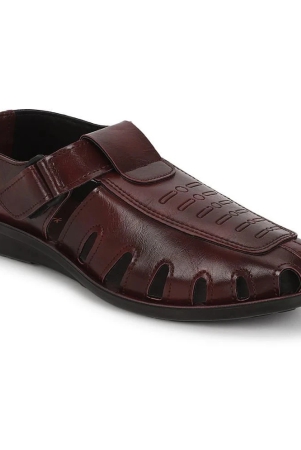 urbanmark-men-perforated-fisherman-velcro-sandals-brown-none