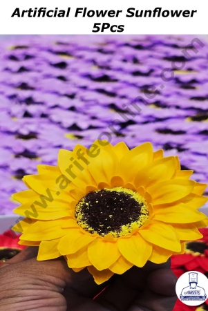 cake-decor-scented-sunflower-artificial-flower-for-cake-decoration-5-pcs-pack-yellow