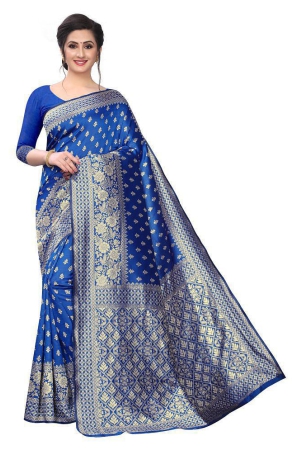 ofline-selection-blue-jacquard-saree