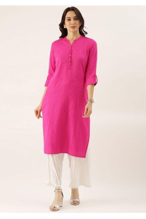 Divena - Pink Cotton Womens Straight Kurti - XL