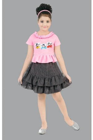 coxxup-pink-crepe-girls-top-with-skirt-pack-of-1-none