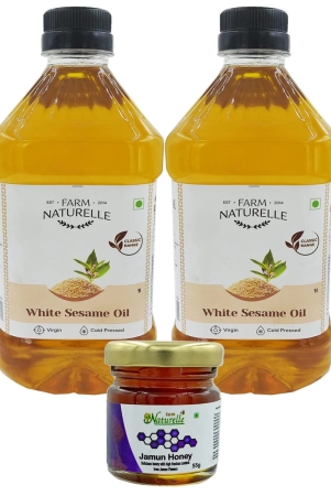 farm-naturelle-virgin-white-sesame-oil-1ltr-pack-of-2-with-free-raw-honey55g