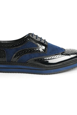 Monkstory  Dual Colour Brogues - Glossy Black & Blue-UK 9 EU 43