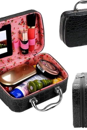 black-makeup-suitcase-cosmatics-bag-accessoriesrise-cosmetic-makeup-travelling-box-for-women-zipper-jewellery-organizer-box-travel-toiletry-case-storage-bag-toiletry-box-with-compact-magnifying-mirror-for-travel