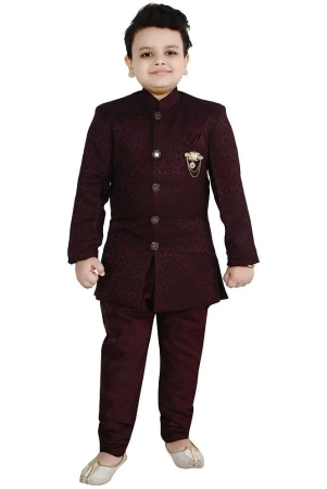 Arshia Fashions Maroon Jacquard Boys Sherwani ( Pack of 1 ) - None