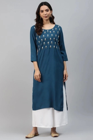 jc4u-teal-rayon-womens-straight-kurti-pack-of-1-none