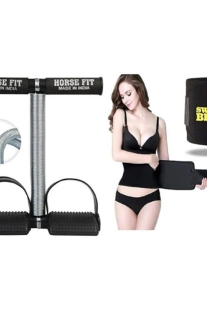 horse-fit-tummy-trimmer-single-spring-with-slim-belt-combo-waist-trimmer-body-shaper-weight-loss-fitness-equipment-body-toner-single-spring-ab-tummy-trimmer-black