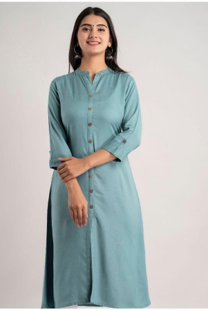 mauka-turquoise-rayon-womens-front-slit-kurti-pack-of-1-none