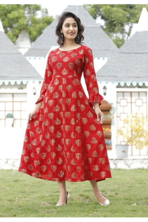 Doriya - Red Rayon Womens Flared Kurti - XXL