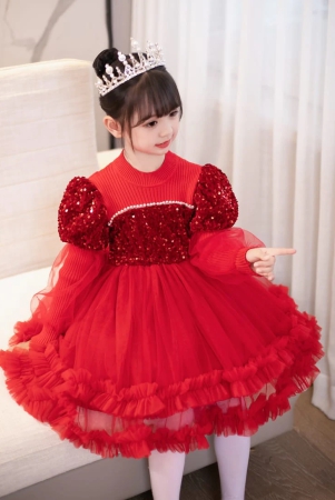 Glamour  Girls Party Dress-Red / 5-6 Years / 120