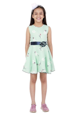 kids-cave-dress-for-girls-fit-and-flare-round-neck-knee-length-navy-blue-satin-waist-belt-with-flower-fabric-rayon-color-light-green-size-3-12-years-none