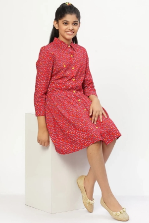 Girls Shirt Style Long Sleeves Dress in Rayon-10-11 Years
