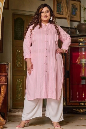 prettyplus-by-desinoorcom-linen-solid-front-slit-womens-kurti-pink-pack-of-1-none