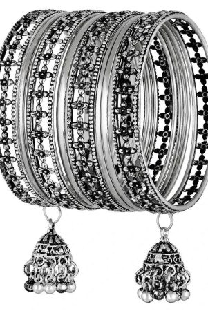 asmitta-traditional-oxidised-german-silver-jhumki-latkan-afghani-bangle-set-for-women-none