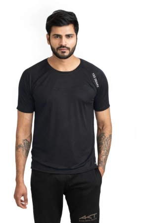 men-solid-round-neck-polyester-black-t-shirt