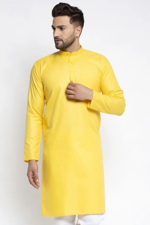 jompers-mens-lemon-cotton-solid-kurta-only-l-yellow