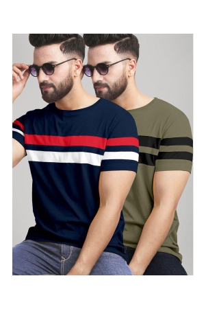 AUSK - Olive Cotton Blend Regular Fit Mens T-Shirt ( Pack of 2 ) - None