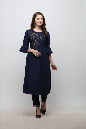 Berrylicious - Blue Cotton Silk Women's Straight Kurti ( Pack of 1 ) - L