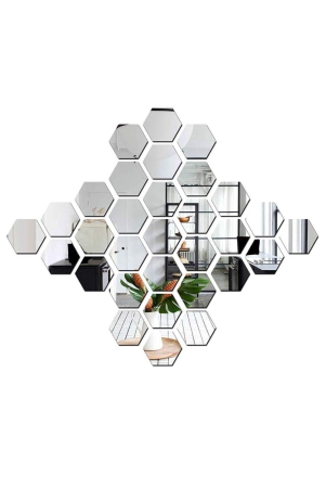 walldaddy-mirror-stickers-for-wall-pack-of-32-hexagon-silver-color-flexible-mirror-size-10x12cm-each-hexagon-free-size