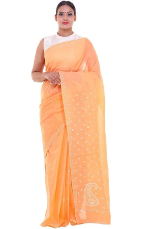 lavangi-women-lucknow-chikankari-keel-peach-mauve-cotton-saree-with-blouse