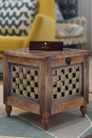 Beautiful Antique Wooden Stool with Storage for Living and Bedroom-Brown