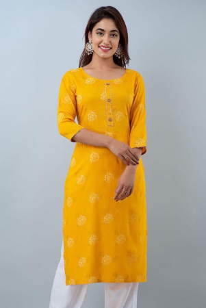 doriya-rayon-printed-34th-sleeves-straight-yellow-kurti-single-none