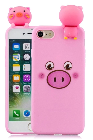 3D Doll Decor Soft TPU Mobile Phone Shell for iPhone SE (2020)/SE (2022)//8/7-Pig