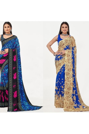 leelavati-blue-georgette-saree-with-blouse-piece-pack-of-2-blue