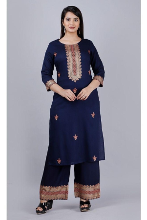 MAUKA - Blue Straight Rayon Womens Stitched Salwar Suit ( Pack of 1 ) - None