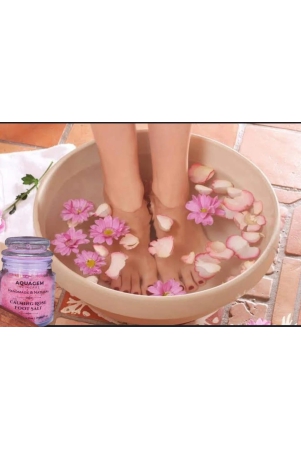 AQUAGEM Calming Rose Foot Salt - Handmade and Natural - 100% Pure and Organic - Helps to Relieve Stress, Improve Circulation, and Soften Skin