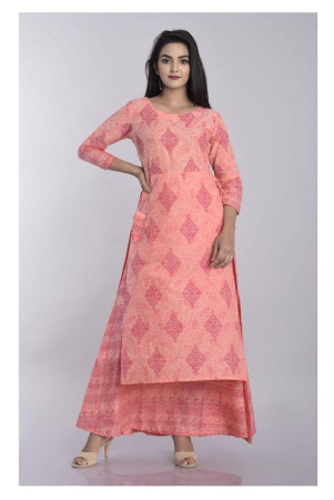 kbz-pink-cotton-blend-double-layered-kurti-s