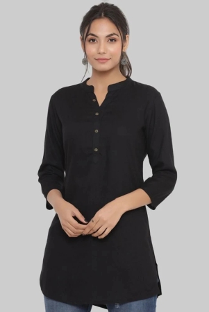 ppthefashionhub-rayon-solid-straight-womens-kurti-black-pack-of-1-none