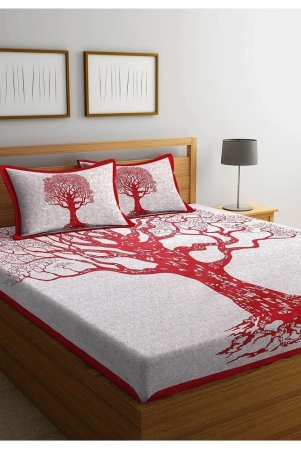 uniqchoice-cotton-double-bedsheet-with-2-pillow-covers-240-cm-x-215-cm-red