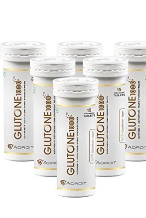 Glutone 1000 – Glutathione Effervescent Tablets| Made with Setria L-Glutathione (Japan)| For Radiant Glow| Evens Skin Tone| 15 Tablets (Pack of 6)