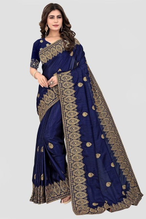 om-shantam-sarees-navy-blue-silk-blend-saree-with-blouse-piece-pack-of-1-navy-blue