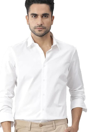 Mens Cotton Solid Formal/Semi Formal Shirt White