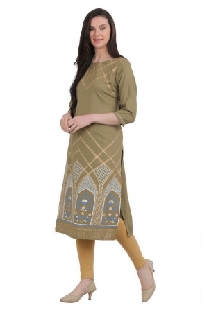 SAAKAA - Green Rayon Womens A-line Kurti - XXL