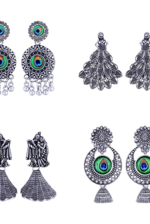 vivastri-silver-jhumki-earrings-pack-of-4-silver