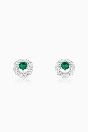 silver-emerald-green-halo-stud-earrings