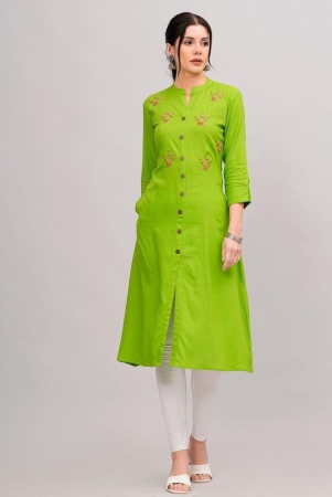 mauka-rayon-embroidered-front-slit-womens-kurti-green-pack-of-1-none