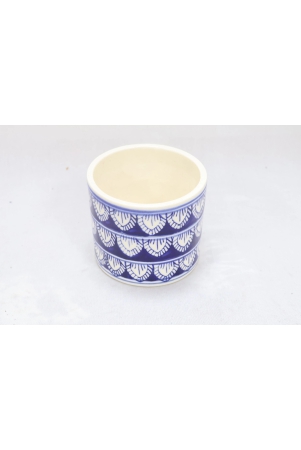 khurja-pottery-indoor-pot-pipe-shape-navy-blue-colour-small-size-4-inches