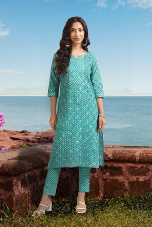 rangita-women-rayon-sea-green-embroidered-knee-length-straight-kurti-with-pants-none