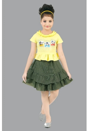 coxxup-yellow-crepe-girls-top-with-skirt-pack-of-1-none