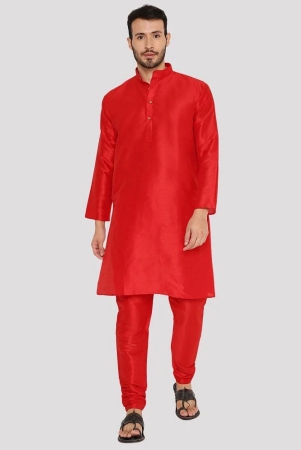 maharaja-red-silk-regular-fit-mens-kurta-pyjama-set-pack-of-1-none