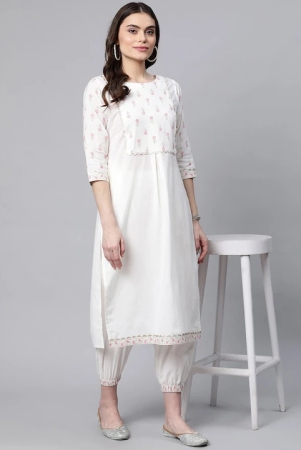 women-off-white-floral-yoke-design-gotta-patti-pure-cotton-kurta-with-trousers