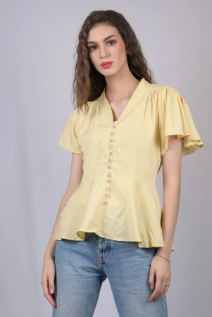 yellow-embellished-v-neck-flutter-sleeves-peplum-top-otl-tps1004-yellow-xl