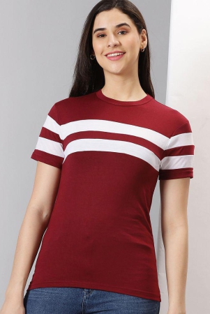 AUSK - Maroon Cotton Blend Regular Fit Women's T-Shirt ( Pack of 1 ) - None