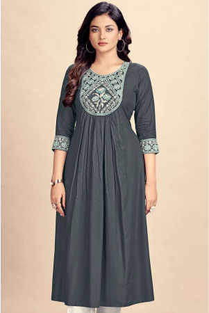 glomee-rayon-embroidered-flared-womens-kurti-grey-pack-of-1-none