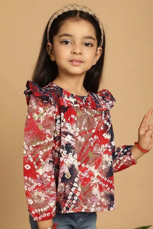 mini-ming-girls-floral-printed-round-neck-puff-sleeves-pleated-blouson-top