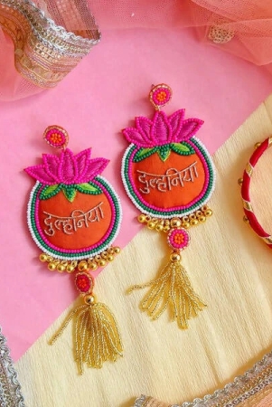 dulhaniya-red-beaded-earrings